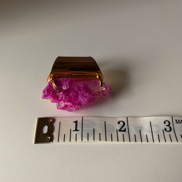 Dyed Crystal Cluster Cuff Ring - Picture 3 of 7